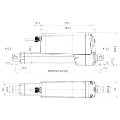 IP69K DC Linear Actuator 24V 16kN High Force ACME Screw for Agricultural Machinery