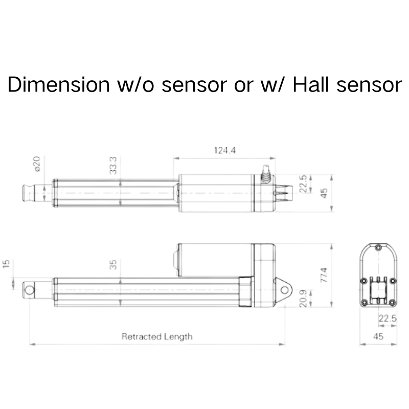 Long Stroke Customizable DC Actuator IP66 Outdoor 350kg Light Industrial Use